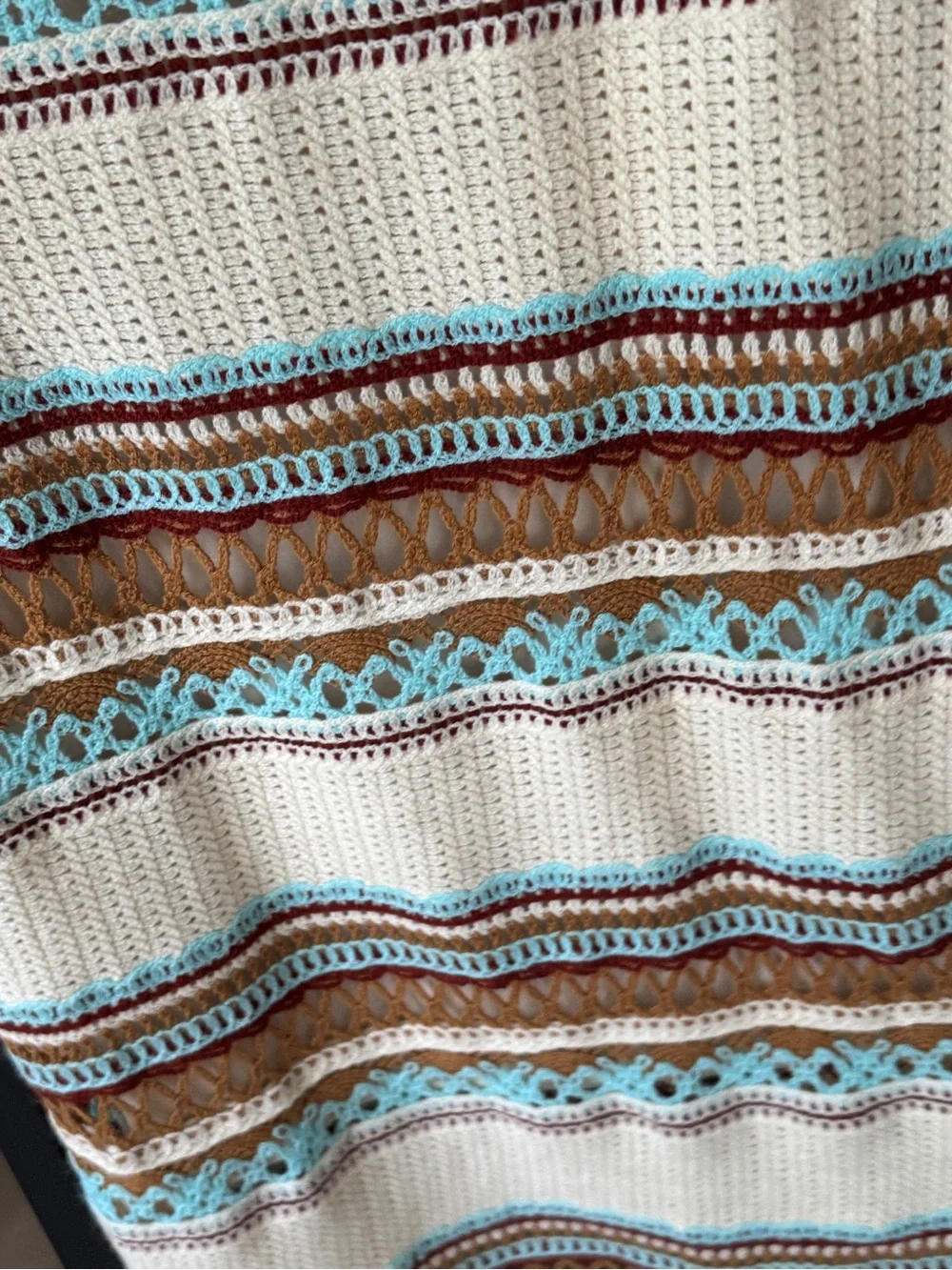 Anthropologie Kings Road Crochet Midi Dress Boho Swim Coverup Beach turquoise - Picture 7 of 10